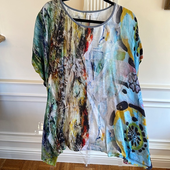 Multi Color Linen Tunic - Picture 1 of 6